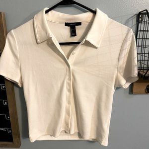 Forever 21 Collar Button Up Crop Top